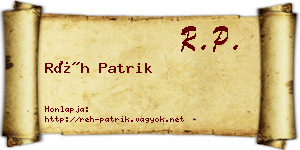 Réh Patrik névjegykártya